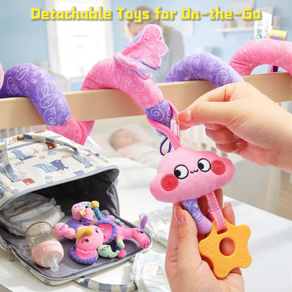 Musical Car Seat Toy for Babies 0-12 Months, Pink Unicorn
