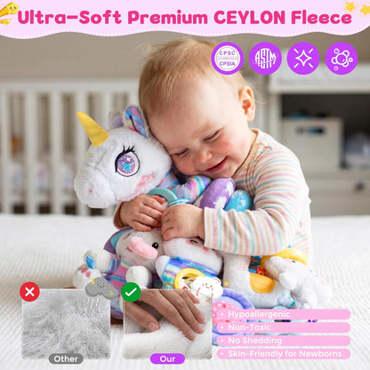 Musical Car Seat Toy for Babies 0-12 Months, Pink Unicorn