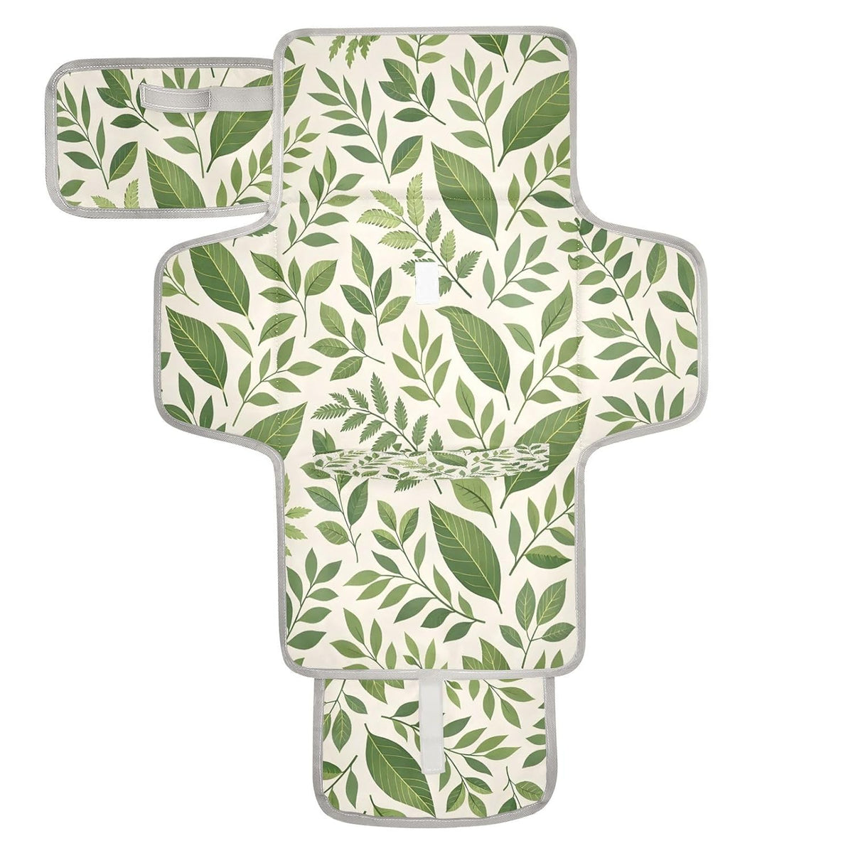 Leaves Portable Diaper Changing Pad, Waterproof Baby Changing Mat with Storage Pocket & Built-in Pillow, Foldable Travel Pad, Newborn Gift Set for Boy Girl