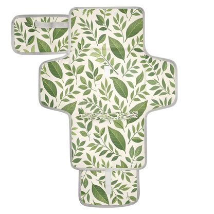 Leaves Portable Diaper Changing Pad, Waterproof Baby Changing Mat with Storage Pocket & Built-in Pillow, Foldable Travel Pad, Newborn Gift Set for Boy Girl