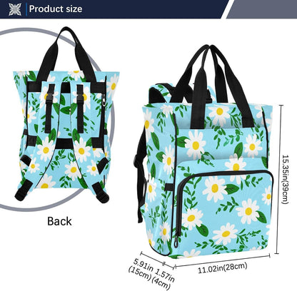 Diaper Bag Backpack, Multifunction Travel Bag for Moms Dads, Baby Changing Bag with Insulted Pockets, Stroller Straps and Side Bottle Pockets Daisy Pattern