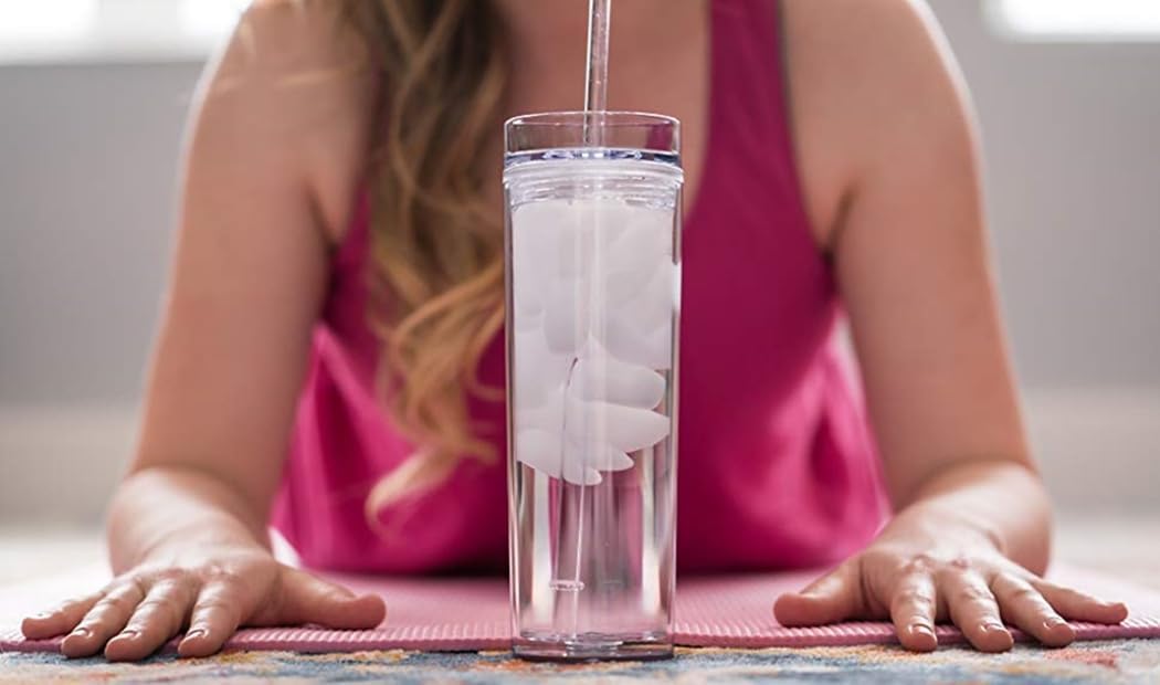 12 Clear Skinny Tumblers with Lids and Straws | 16oz Reusable Cup Double-Wall Clear Tumbler with Lid and Straw, Durable Acrylic Tumblers With FREE Straw Cleaner & Name Tags