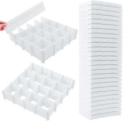 45 Pack Drawer Dividers, Plastic Adjustable Drawer Storage Organizer for Tidying Clutter Socks, Underwear, Makeup, Kitchen, Dresser Black
