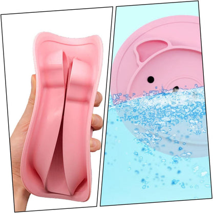 Cartoon Pig Silicone Compartment Plate for Baby and Children Pink