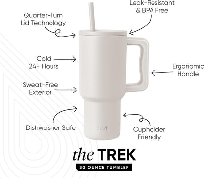 Tumbler with Handle and Straw | 40oz | 80s Mix | Trek Tumbler, Travel Mug | Insulated Water Bottle, Cupholder Friendly, Stainless Steel Cup | 80s Mix - Colors B