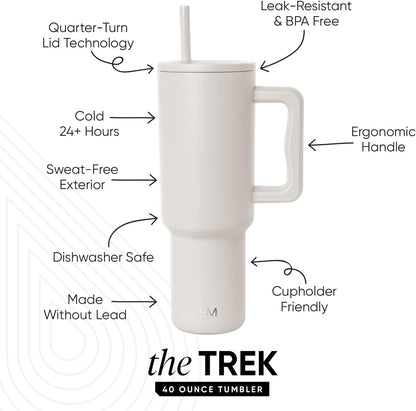 Tumbler with Handle and Straw | 40oz | 80s Mix | Trek Tumbler, Travel Mug | Insulated Water Bottle, Cupholder Friendly, Stainless Steel Cup | 80s Mix - Colors B