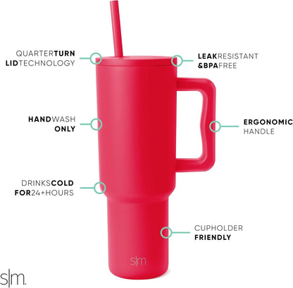 Tumbler with Handle and Straw | 40oz | 80s Mix | Trek Tumbler, Travel Mug | Insulated Water Bottle, Cupholder Friendly, Stainless Steel Cup | 80s Mix - Colors B