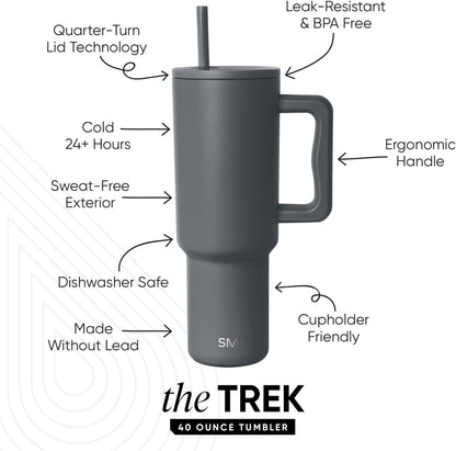 Tumbler with Handle and Straw | 40oz | 80s Mix | Trek Tumbler, Travel Mug | Insulated Water Bottle, Cupholder Friendly, Stainless Steel Cup | 80s Mix - Colors B