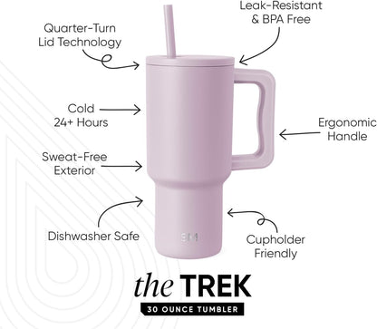 Tumbler with Handle and Straw | 40oz | 80s Mix | Trek Tumbler, Travel Mug | Insulated Water Bottle, Cupholder Friendly, Stainless Steel Cup | 80s Mix - Colors B