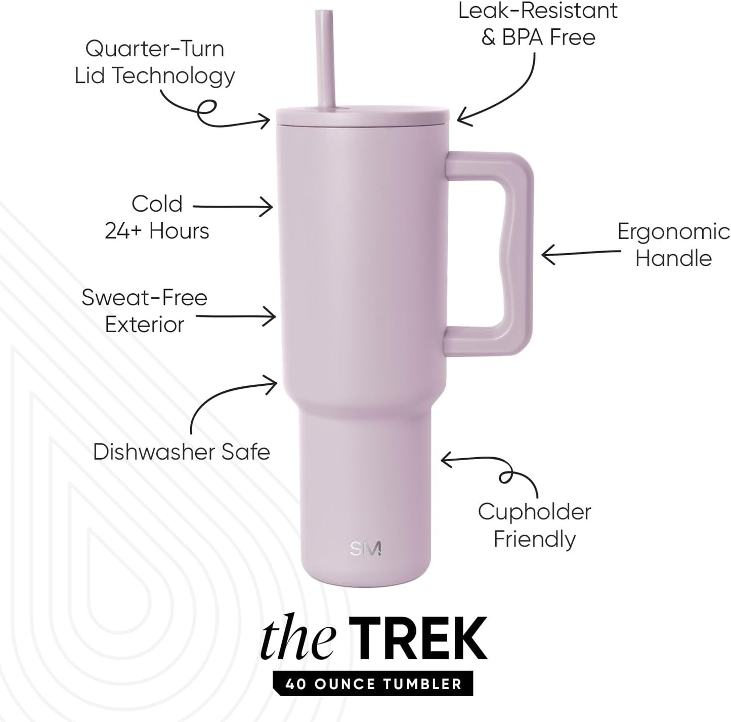 Tumbler with Handle and Straw | 40oz | 80s Mix | Trek Tumbler, Travel Mug | Insulated Water Bottle, Cupholder Friendly, Stainless Steel Cup | 80s Mix - Colors B