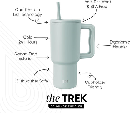 Tumbler with Handle and Straw | 40oz | 80s Mix | Trek Tumbler, Travel Mug | Insulated Water Bottle, Cupholder Friendly, Stainless Steel Cup | 80s Mix - Colors B
