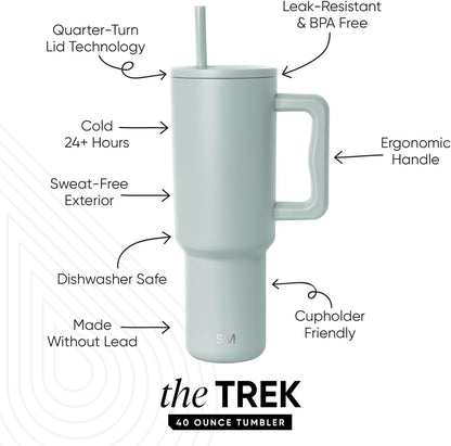 Tumbler with Handle and Straw | 40oz | 80s Mix | Trek Tumbler, Travel Mug | Insulated Water Bottle, Cupholder Friendly, Stainless Steel Cup | 80s Mix - Colors B