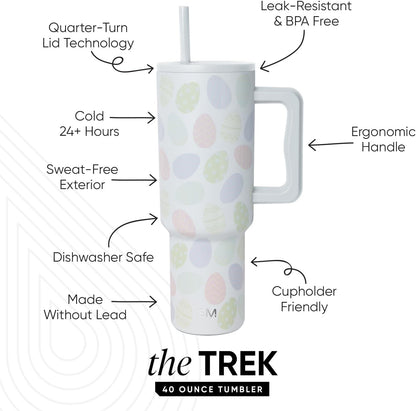 Tumbler with Handle and Straw | 40oz | 80s Mix | Trek Tumbler, Travel Mug | Insulated Water Bottle, Cupholder Friendly, Stainless Steel Cup | 80s Mix - Colors B