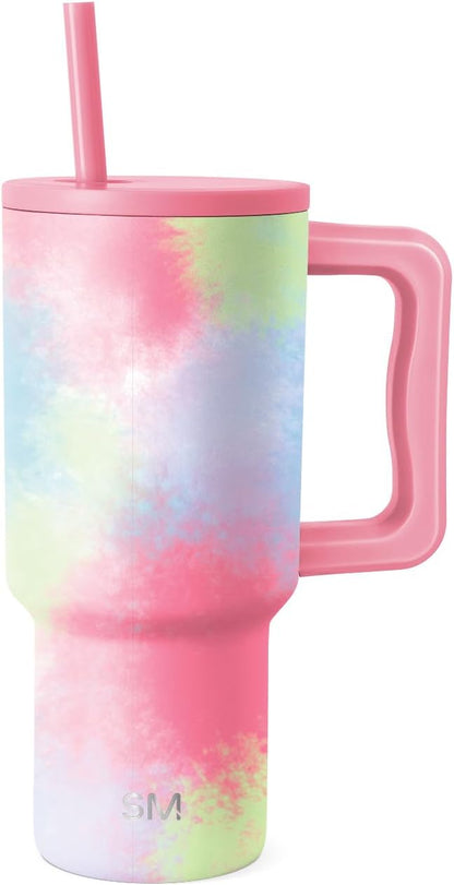 Tumbler with Handle and Straw | 40oz | 80s Mix | Trek Tumbler, Travel Mug | Insulated Water Bottle, Cupholder Friendly, Stainless Steel Cup | 80s Mix - Colors B