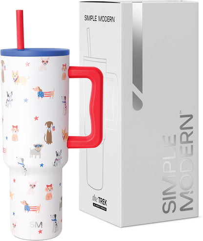Tumbler with Handle and Straw | 40oz | 80s Mix | Trek Tumbler, Travel Mug | Insulated Water Bottle, Cupholder Friendly, Stainless Steel Cup | 80s Mix - Colors B