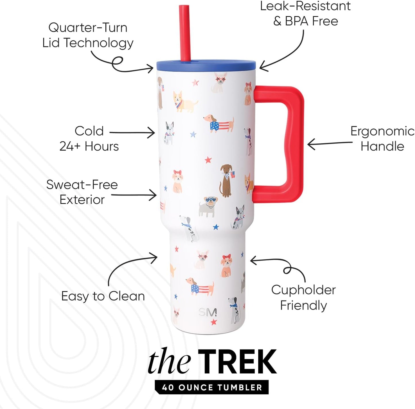 Tumbler with Handle and Straw | 40oz | 80s Mix | Trek Tumbler, Travel Mug | Insulated Water Bottle, Cupholder Friendly, Stainless Steel Cup | 80s Mix - Colors B