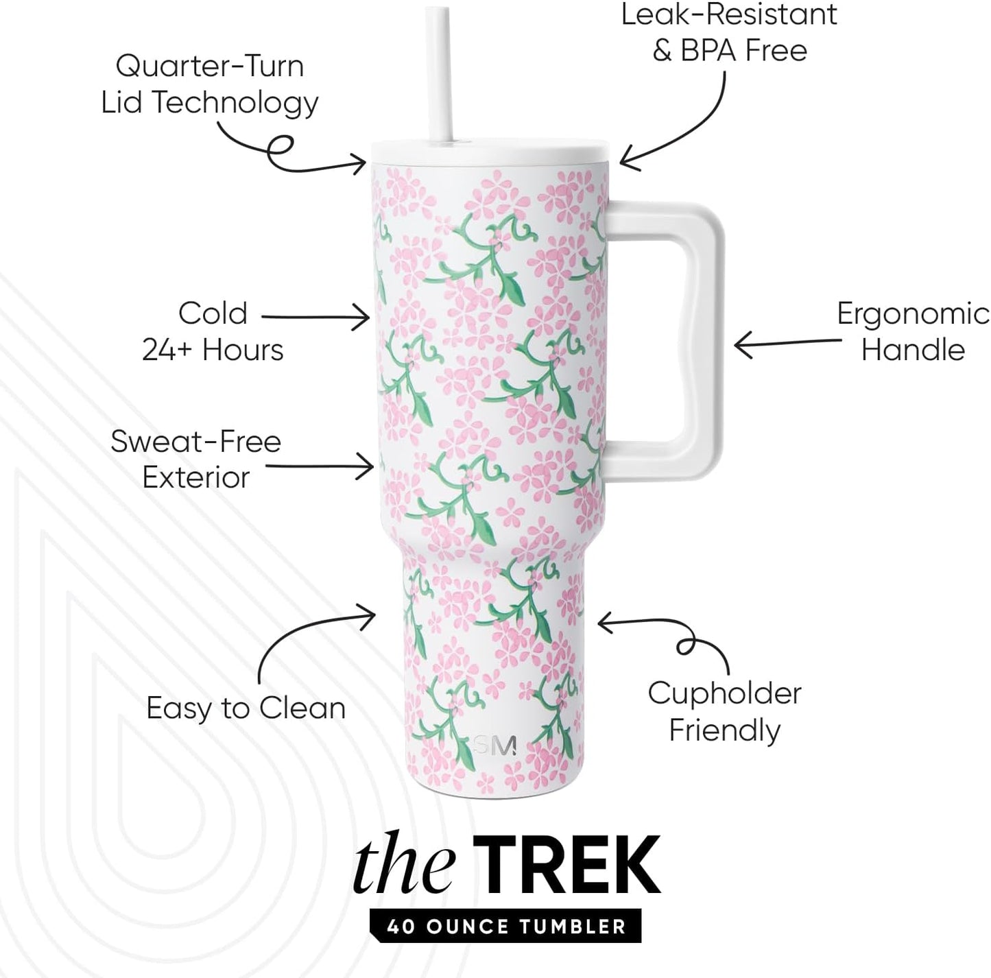 Tumbler with Handle and Straw | 40oz | 80s Mix | Trek Tumbler, Travel Mug | Insulated Water Bottle, Cupholder Friendly, Stainless Steel Cup | 80s Mix - Colors B