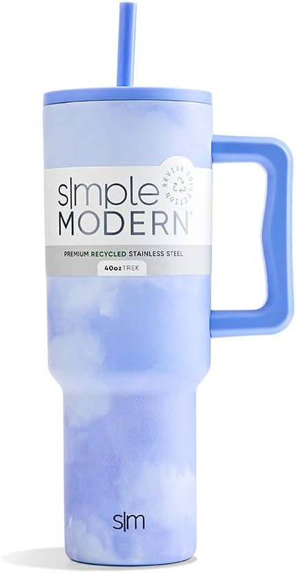 Tumbler with Handle and Straw | 40oz | 80s Mix | Trek Tumbler, Travel Mug | Insulated Water Bottle, Cupholder Friendly, Stainless Steel Cup | 80s Mix - Colors B