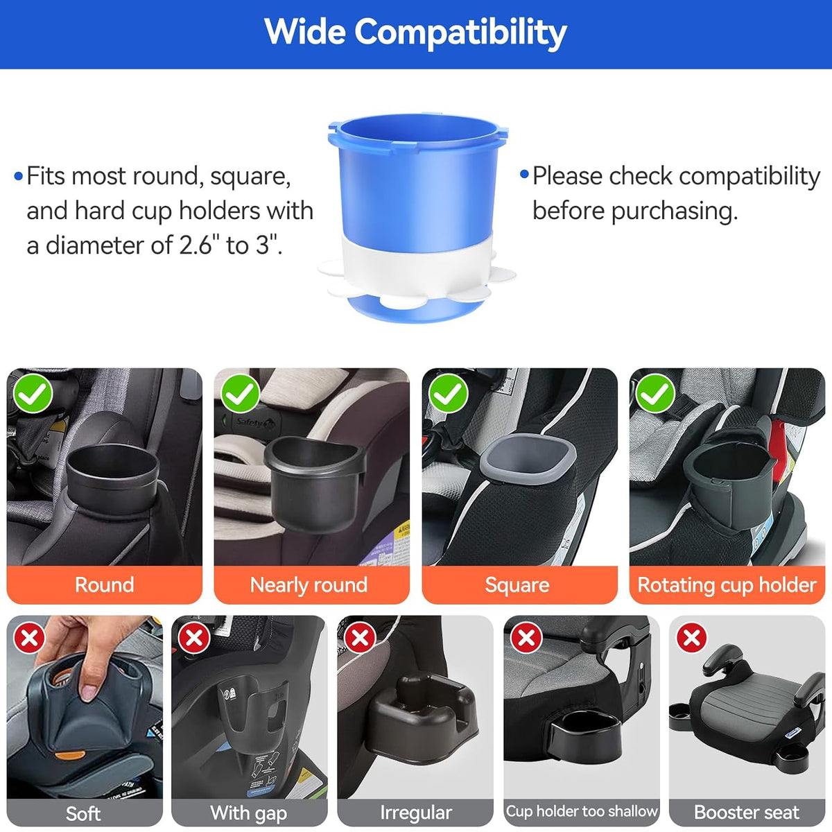 Car Seat Tray for Kids & Toddlers with Cup Holder, Round Travel Tray