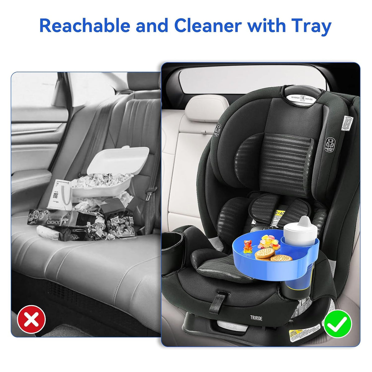 Car Seat Tray for Kids & Toddlers with Cup Holder, Round Travel Tray