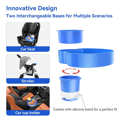 Car Seat Tray for Kids & Toddlers with Cup Holder, Round Travel Tray
