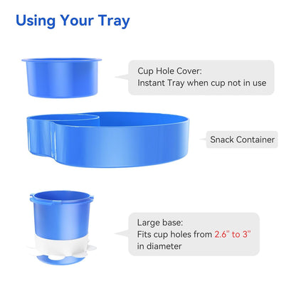 Car Seat Tray for Kids & Toddlers with Cup Holder, Round Travel Tray