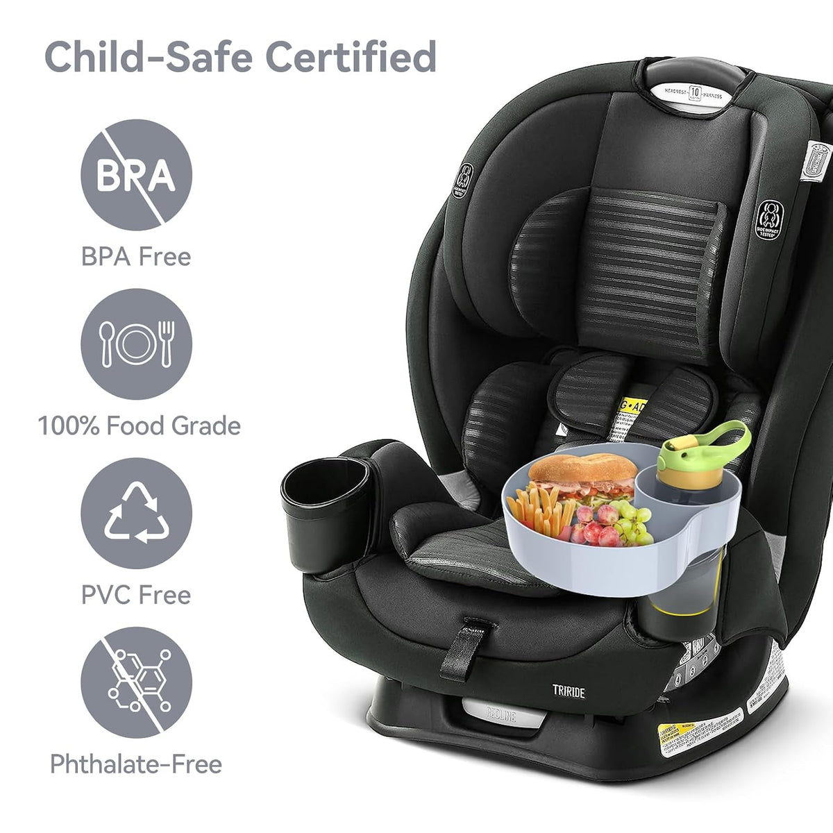 Car Seat Tray for Kids & Toddlers with Cup Holder, Round Travel Tray