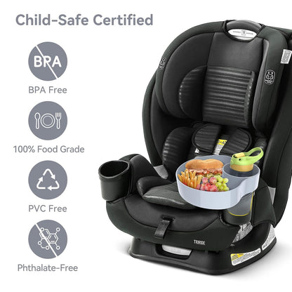 Car Seat Tray for Kids & Toddlers with Cup Holder, Round Travel Tray