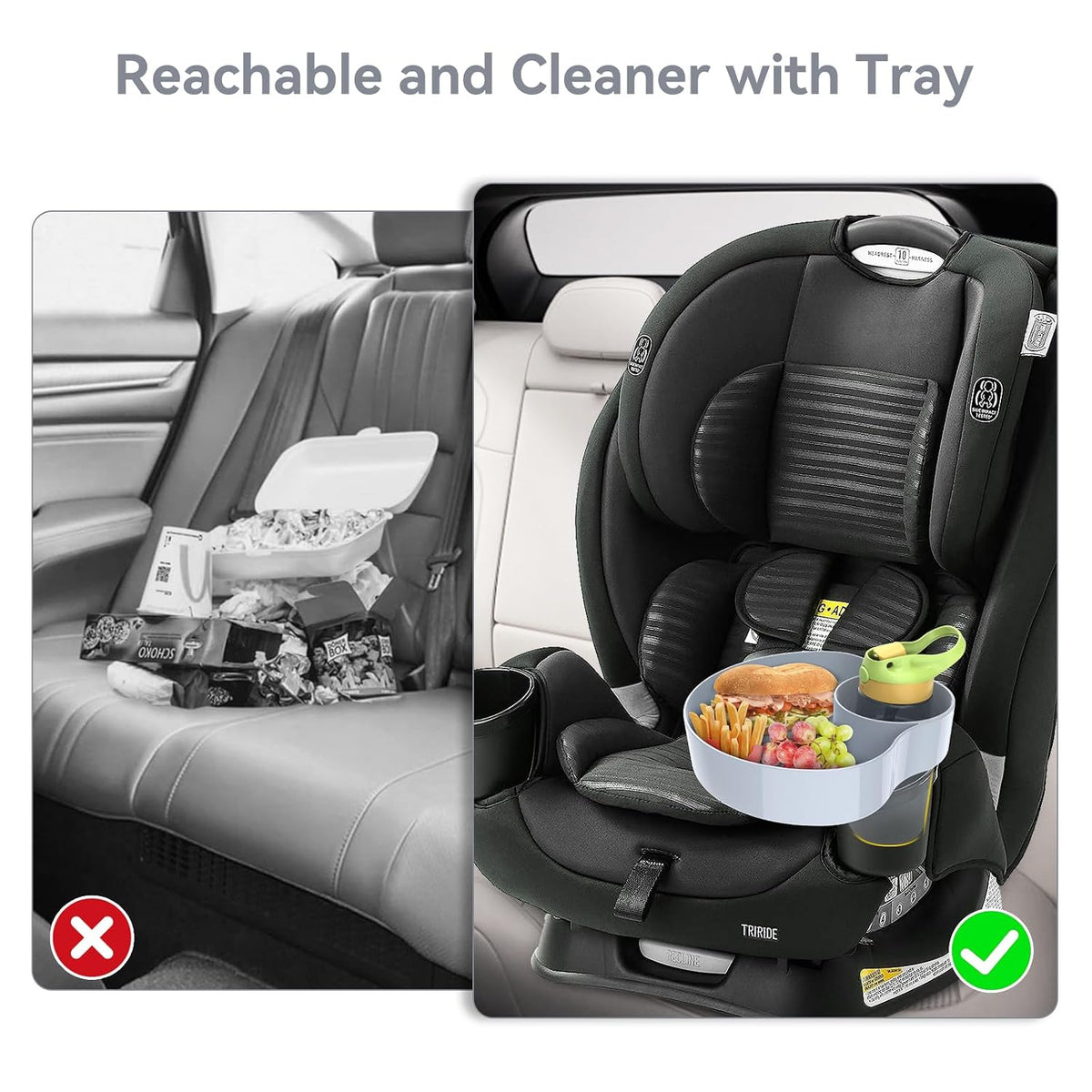 Car Seat Tray for Kids & Toddlers with Cup Holder, Round Travel Tray