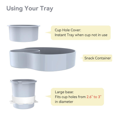 Car Seat Tray for Kids & Toddlers with Cup Holder, Round Travel Tray