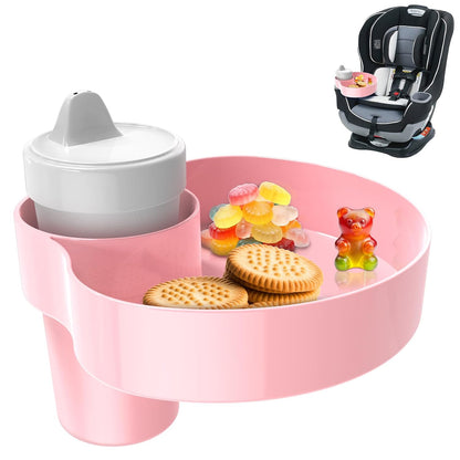 Car Seat Tray for Kids & Toddlers with Cup Holder, Round Travel Tray