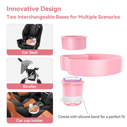 Car Seat Tray for Kids & Toddlers with Cup Holder, Round Travel Tray
