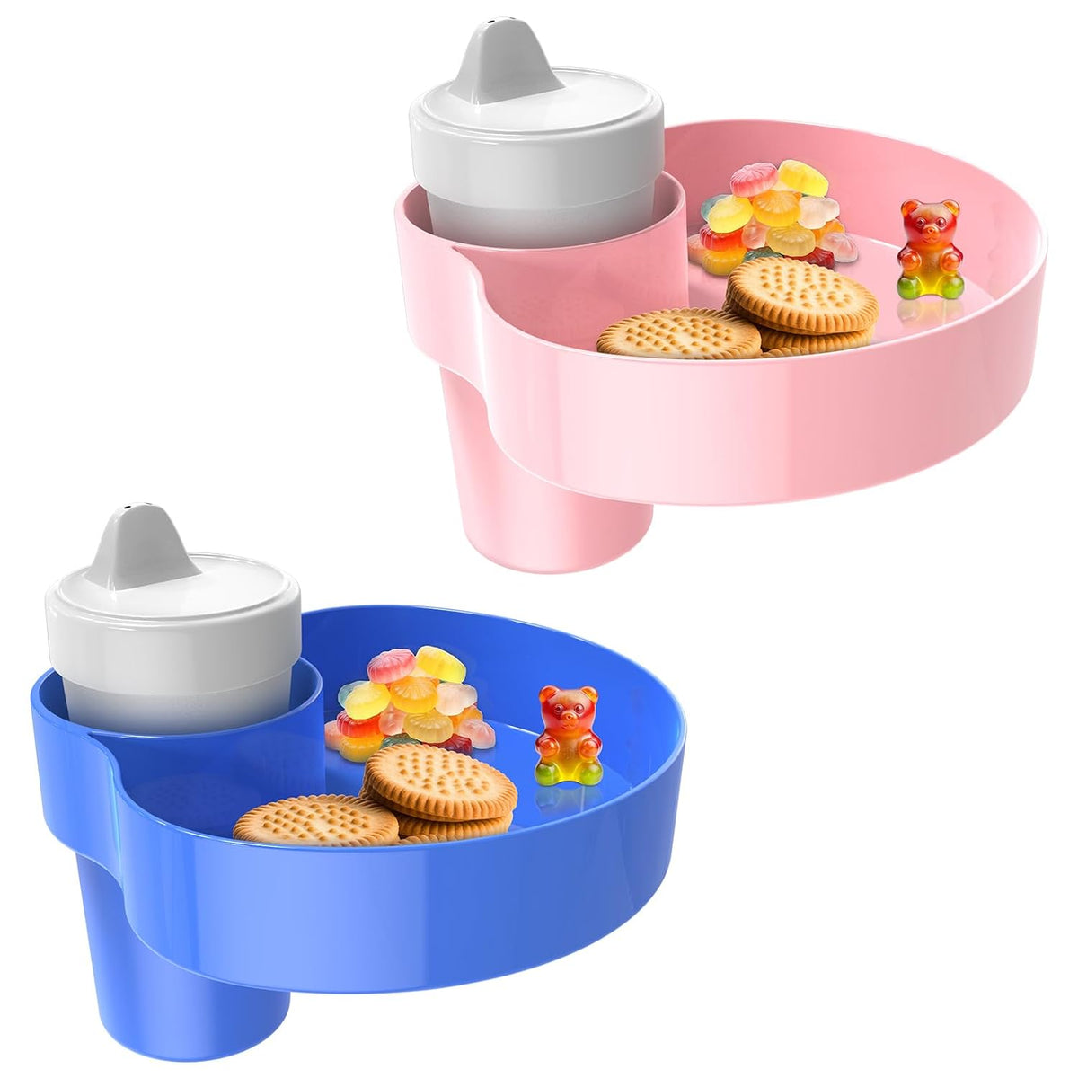 Car Seat Tray for Kids & Toddlers with Cup Holder, Round Travel Tray