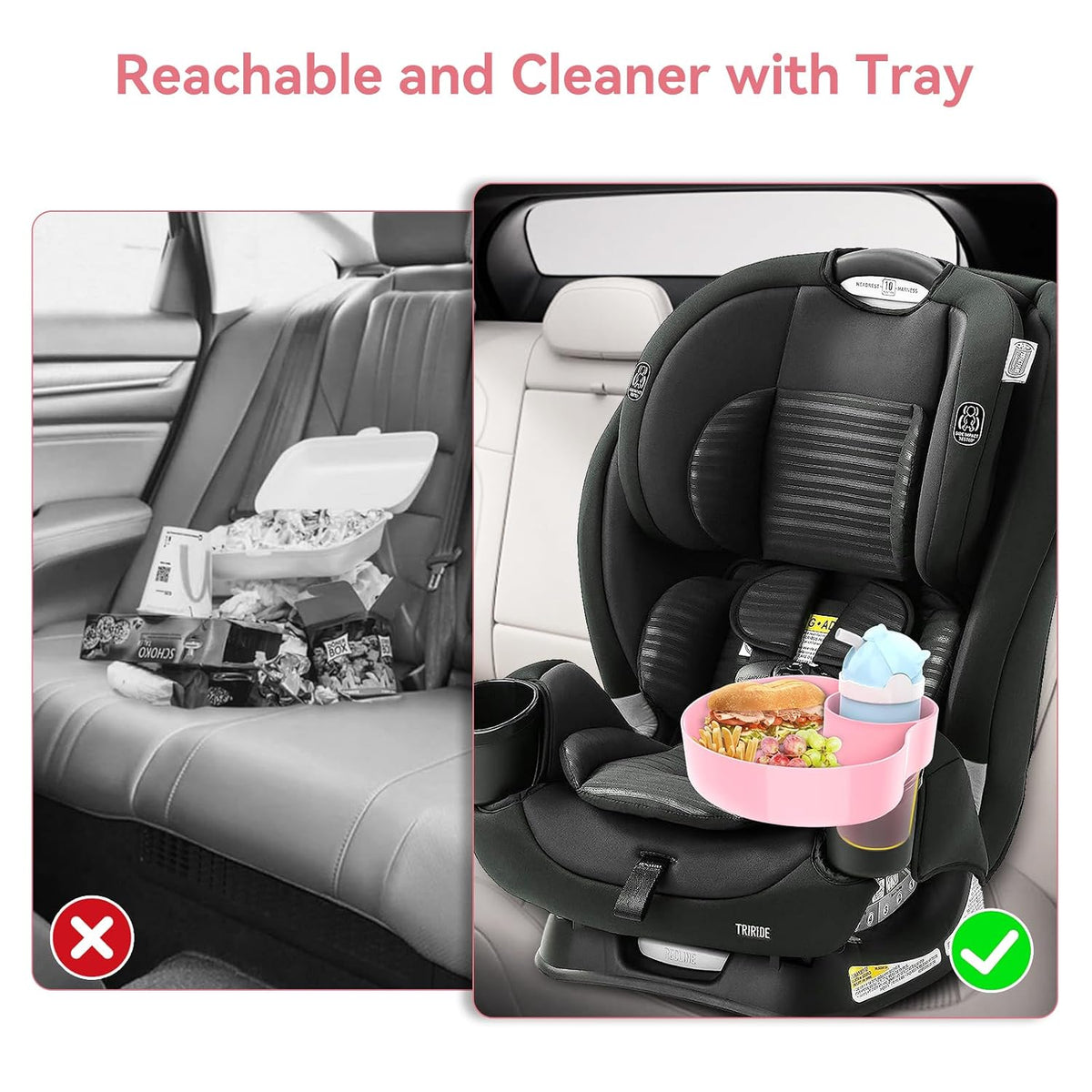 Car Seat Tray for Kids & Toddlers with Cup Holder, Round Travel Tray