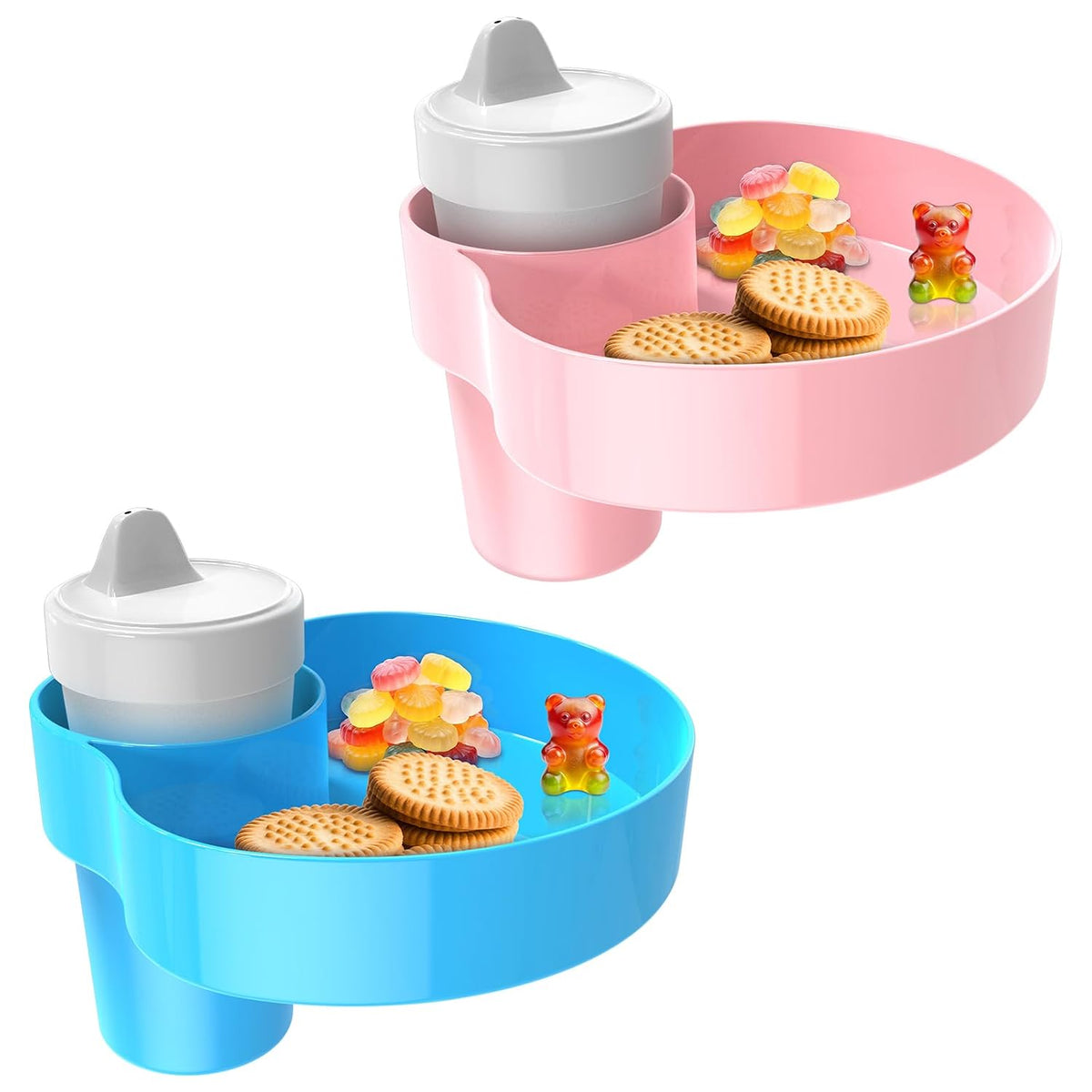 Car Seat Tray for Kids & Toddlers with Cup Holder, Round Travel Tray