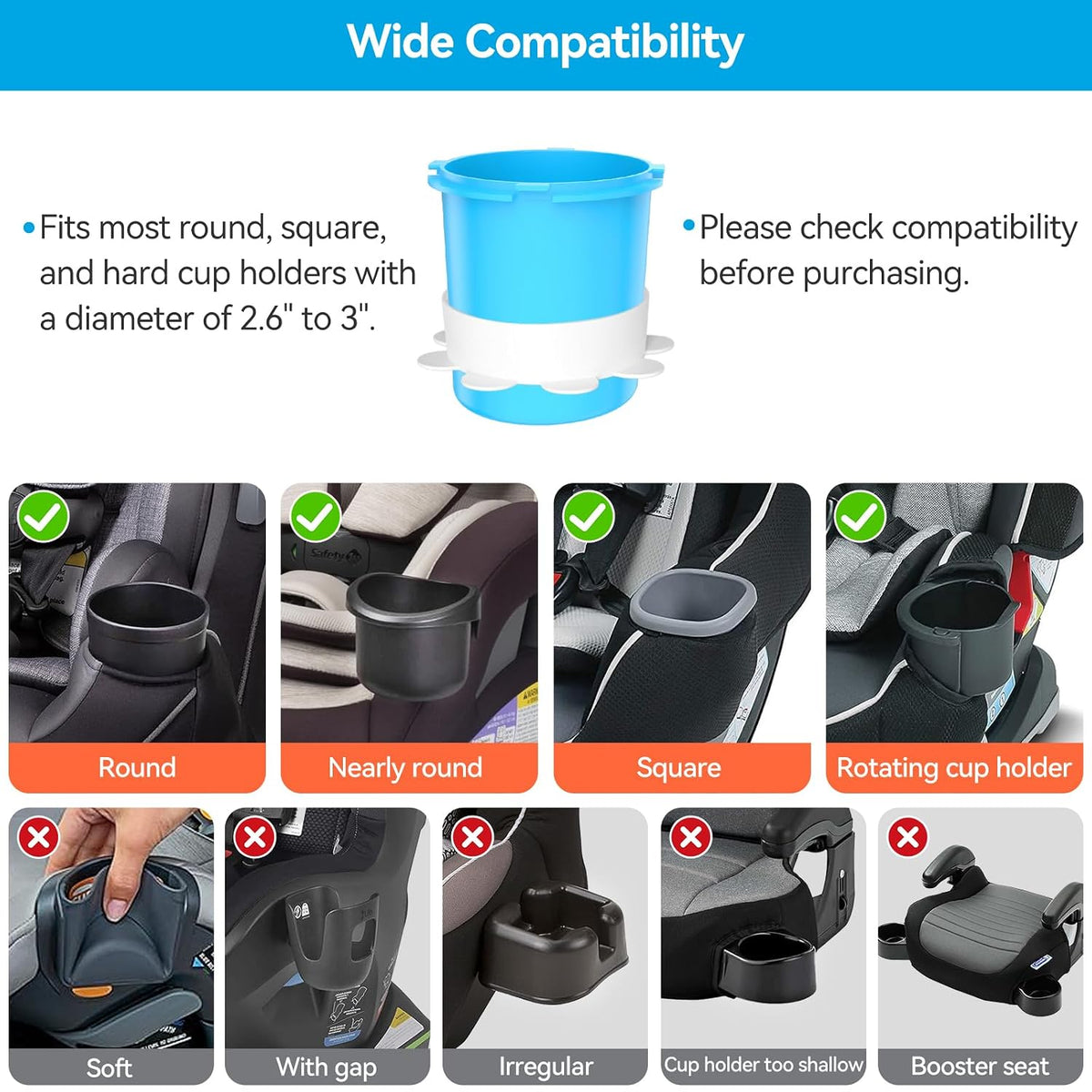 Car Seat Tray for Kids & Toddlers with Cup Holder, Round Travel Tray