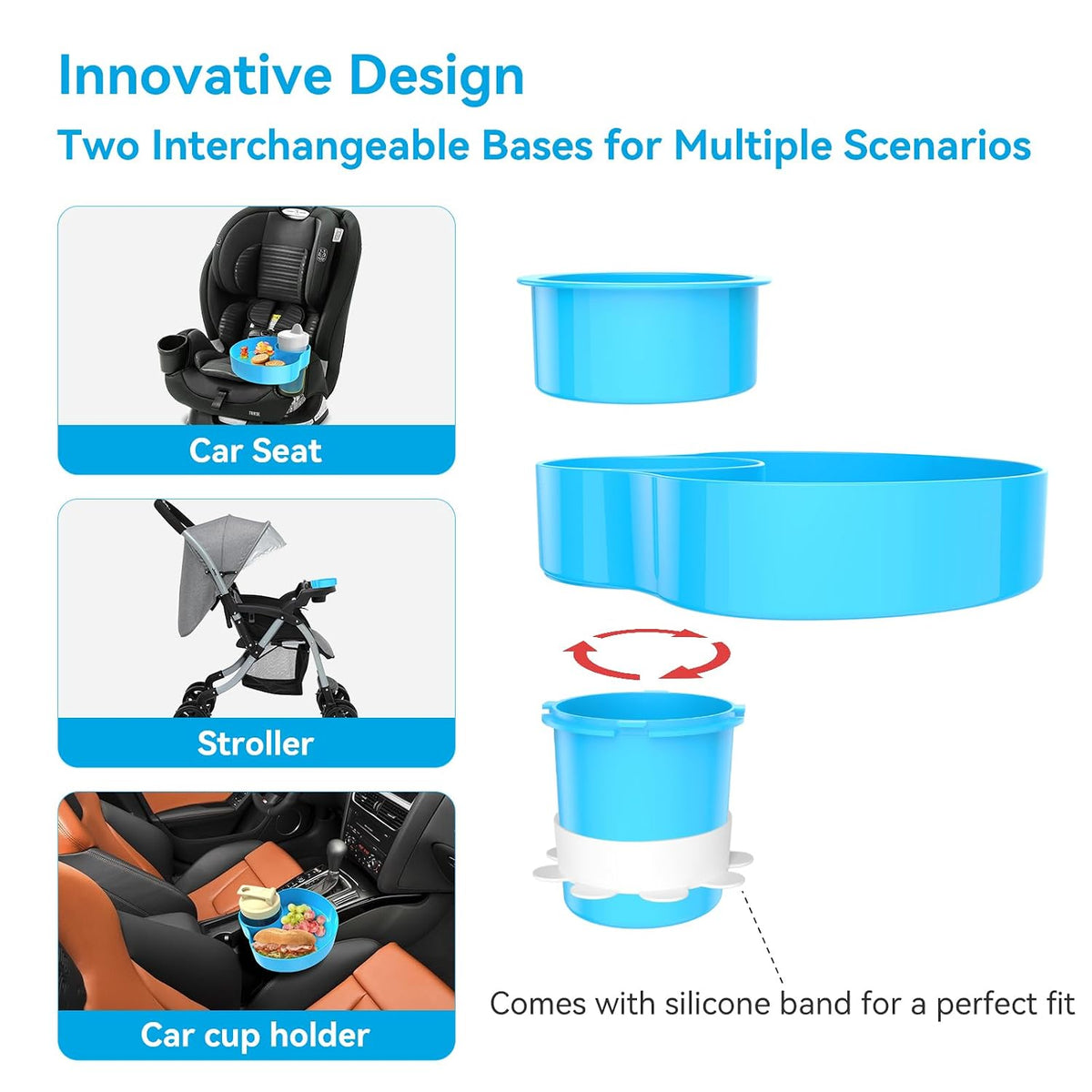 Car Seat Tray for Kids & Toddlers with Cup Holder, Round Travel Tray