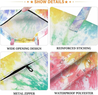 Watercolor Spiral Tie Dye 2 Pack Waterproof Travel Laundry Bag Washable Dirty Clothes Organizer Storage Bag with Handle Zipper for Gym Camping Beach