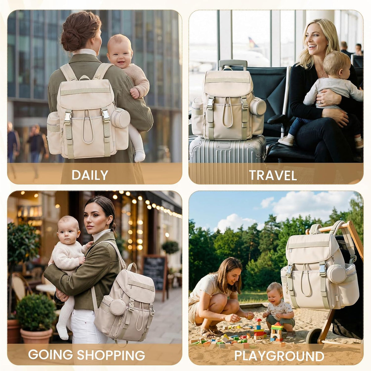 Diaper Bag Backpack with Changing Pad, Pacifier Case & Stroller Straps, Insulated Pockets Water Resistant Travel Essentials Baby Bag Multipurpose Travel Back, Big Storage in a Small Footprint