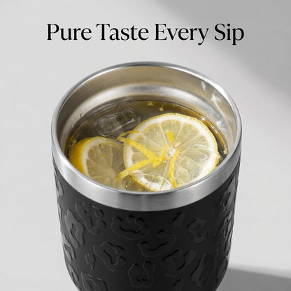 Leopard Print Tumbler 30oz Stainless Steel with Slider Lid | Black Leopard Travel Coffee Cup for Hot and Cold Drinks, Bow Gifts for Office, Car and Daily Use
