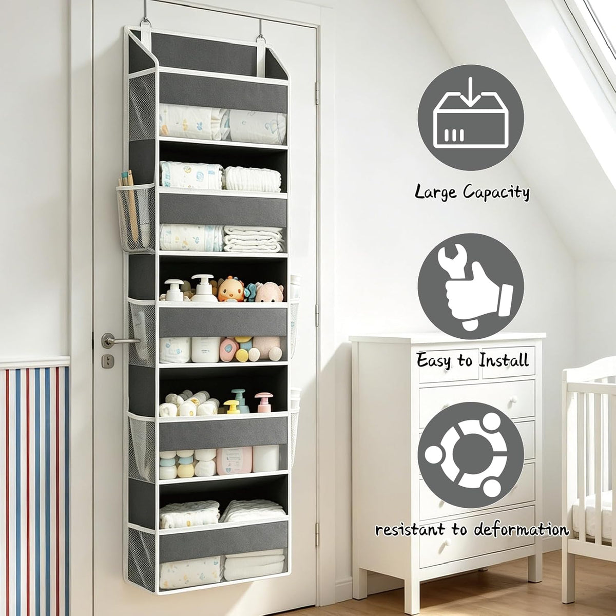 Overdoor Organizer 15 Pockets (5+10) 44lb for Kitchen/Bedroom, Shoes & Toys
