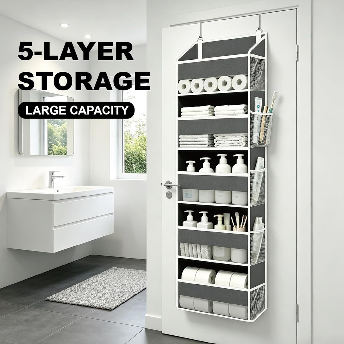 Overdoor Organizer 15 Pockets (5+10) 44lb for Kitchen/Bedroom, Shoes & Toys