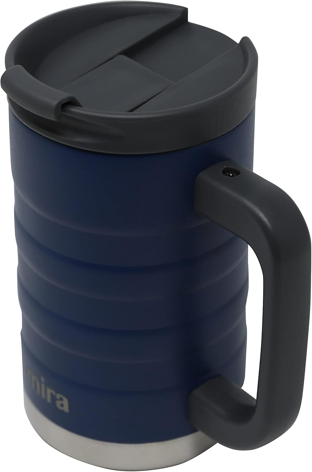 14 oz Insulated Coffee Mug with Handle - Stainless Steel Thermo with Secure Lid - Hot & Cold Cup - Admiral Blue