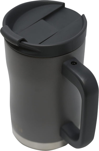 14 oz Insulated Coffee Mug with Handle - Stainless Steel Thermo with Secure Lid - Hot & Cold Cup - Admiral Blue