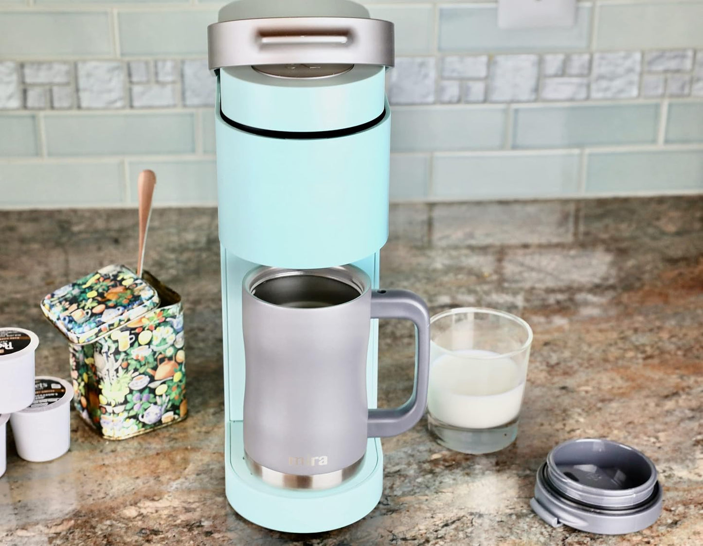 14 oz Insulated Coffee Mug with Handle - Stainless Steel Thermo with Secure Lid - Hot & Cold Cup - Admiral Blue