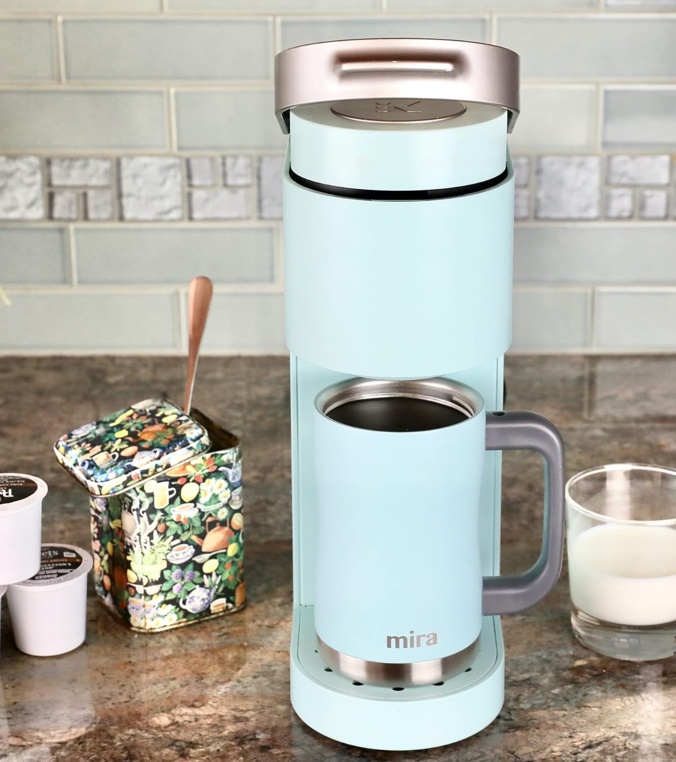 14 oz Insulated Coffee Mug with Handle - Stainless Steel Thermo with Secure Lid - Hot & Cold Cup - Admiral Blue