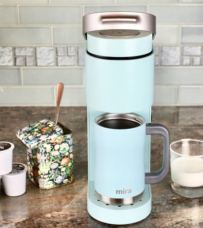 14 oz Insulated Coffee Mug with Handle - Stainless Steel Thermo with Secure Lid - Hot & Cold Cup - Admiral Blue