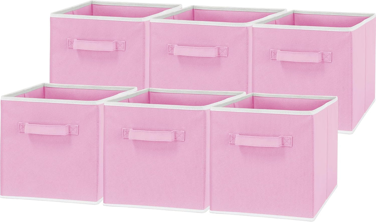 11-Inch Foldable Cube Storage Bins, Pink, 6-Pack