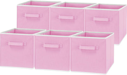 11-Inch Foldable Cube Storage Bins, Pink, 6-Pack