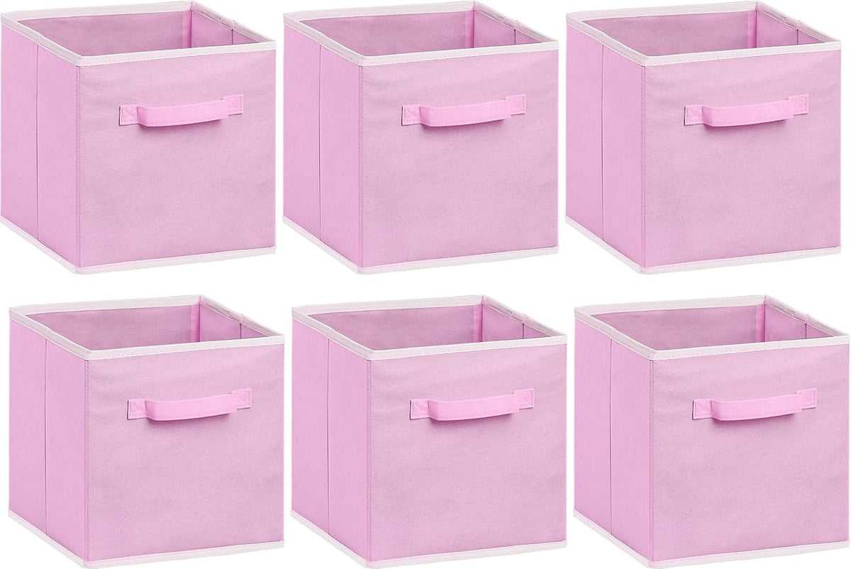 11-Inch Foldable Cube Storage Bins, Pink, 6-Pack
